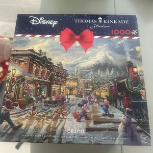 Disney Thomas Kinkade Festive Winter Puzzle - Red, White, Black
